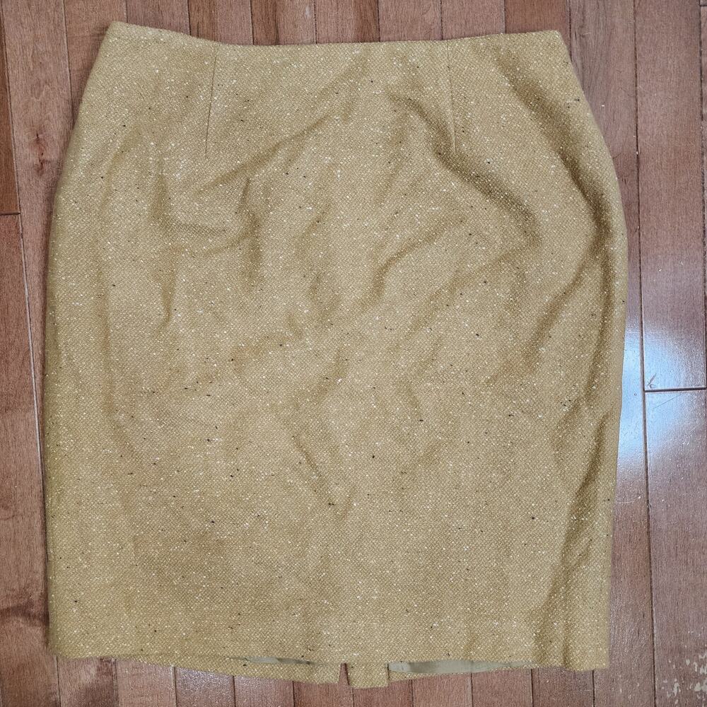 Valerie Stevens Camel Tweed Lined Pencil Skirt Womens Size 14 Wool/Rayon Blend